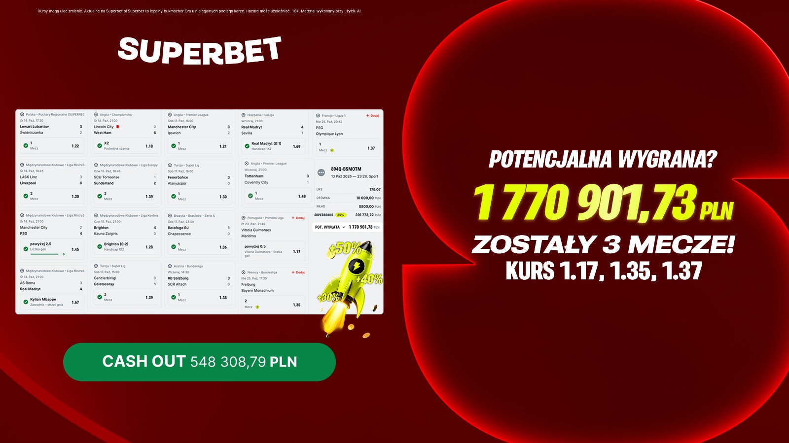 Trzy mecze od milionów. Taki kupon? Tylko w Superbet!