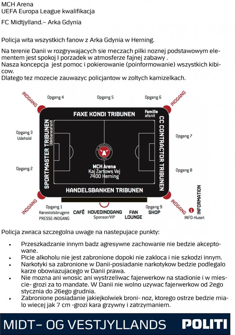 Informacje organizacyjne przed meczem Arki Gdynia z FC Midtjylland.-image