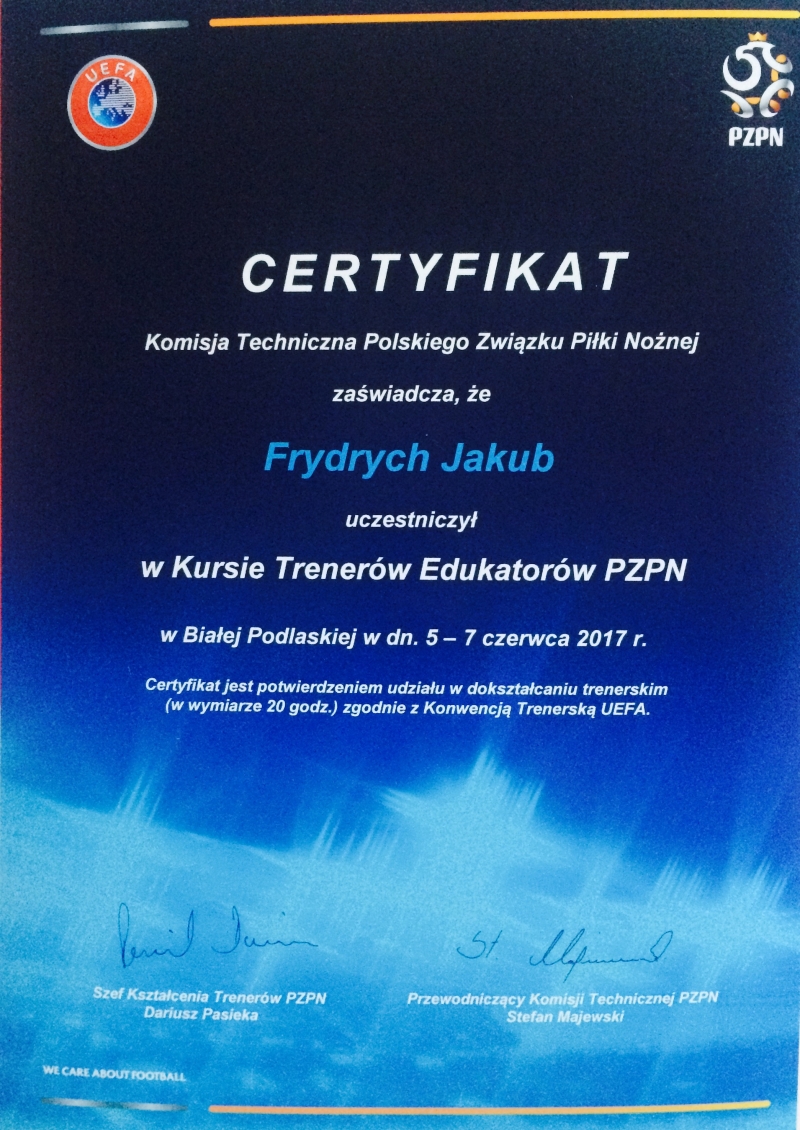Trener Frydrych po kursie edukatorów i z awansem kadry Pomorza.-image