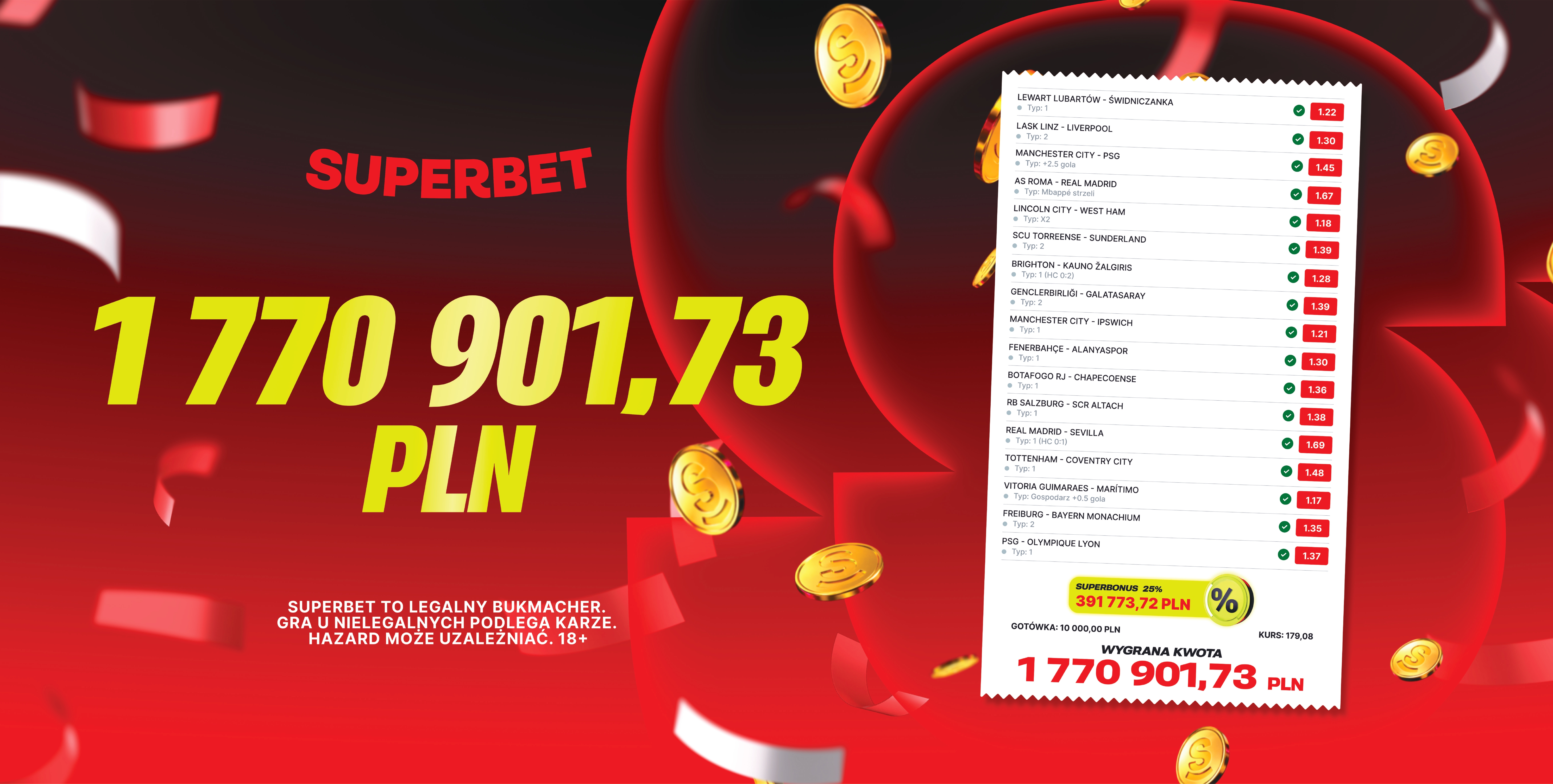 Od Lubartowa po Paryż! Gracz Superbet wygrał rekordowe 1,77 mln