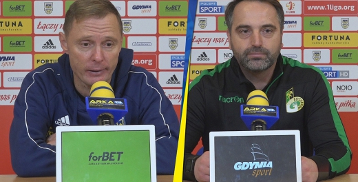 Trenerzy  po meczu Arka Gdynia - GKS Bełchatów