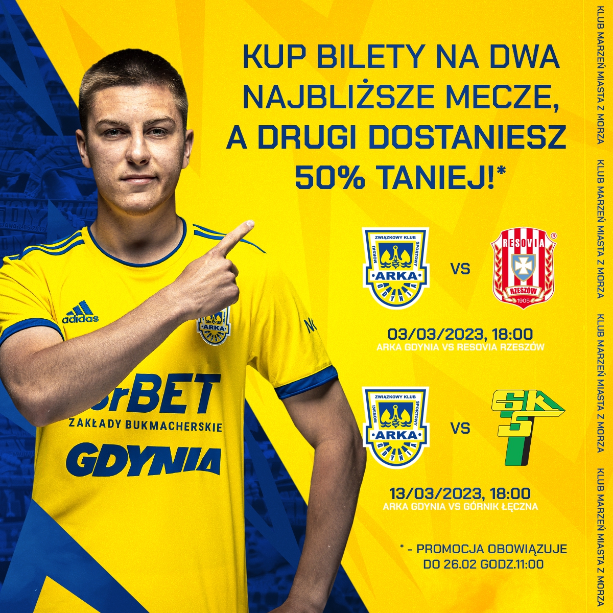 Bilety na mecze Arki Gdynia z Resovią i Górnikiem Łęczna. Promocja-image