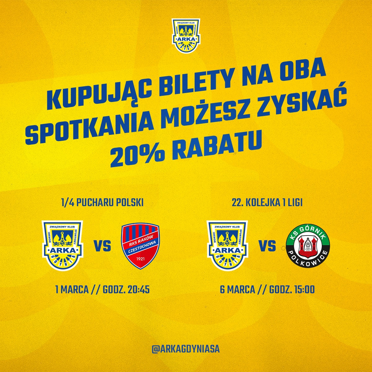 Bilety na mecze z Rakowem Częstochowa i Górnikiem Polkowice. Promocja!-image