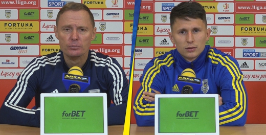 Trener Ireneusz Mamrot i Maciej Jankowski przed meczem z GKS Bełchatów